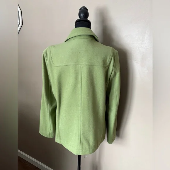 GAP Y2K apple green wool blend duffle coat toggle buttons preppy women’s L EUC - Picture 4 of 16
